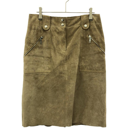 Celine by Michael Kors Period Suede Leather Skirt Beige 40