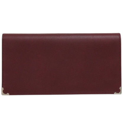 Cartier Calf Leather Bordeaux Long Wallet Red 0992