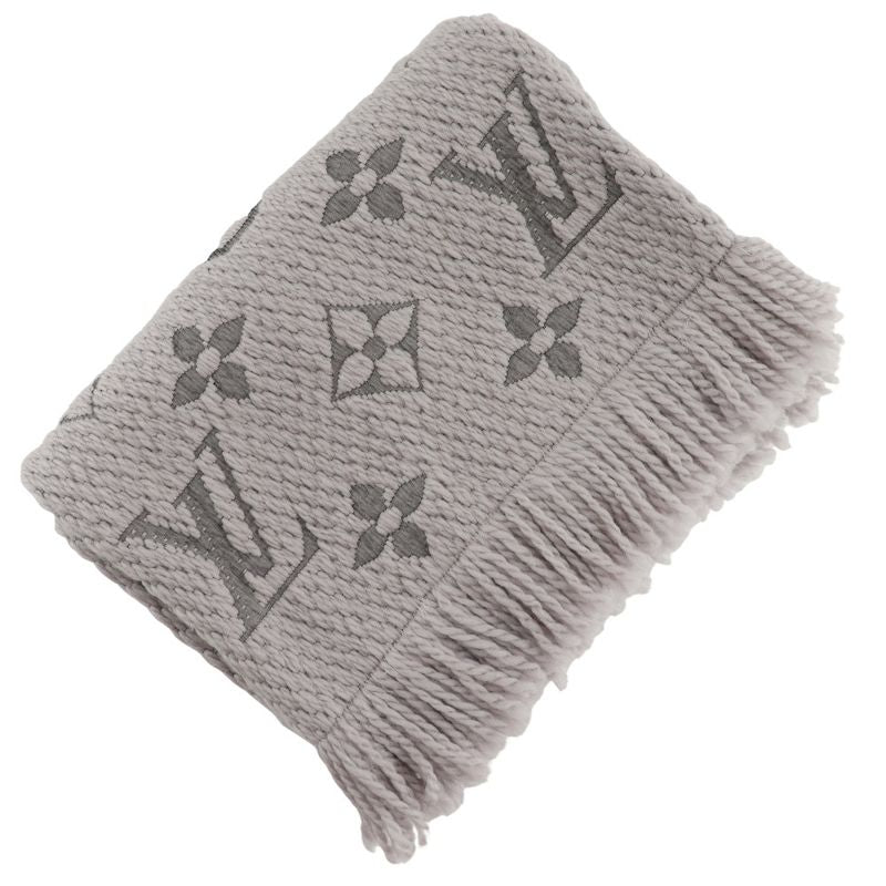 Louis Vuitton Echarpe Logomania M74742 Wool Gray Gm1128 Women's Scarf