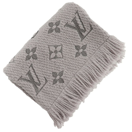 Louis Vuitton Echarpe Logomania M74742 Wool Gray Gm1128 Women's Scarf