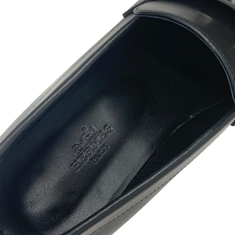 Hermes Faubourg Loafer Leather Shoes Leather Black Silver Hhardware Moccasin