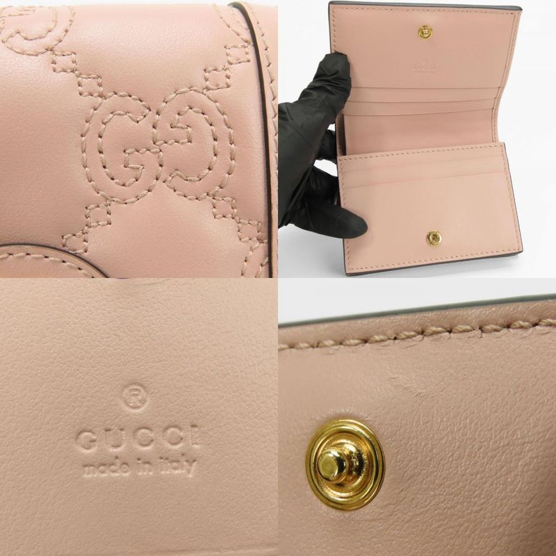 Polar Gucci Bifold Wallet 723786 Ggmatelasse Leather Pink Gold Hardware Small
