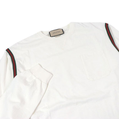 Gucci 768441 Webline Logo Embroidery Cotton Jersey Long Sleeve T-shirt White M