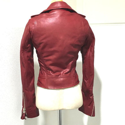Balenciaga Riders Jacket Women's Jacket 256302 Leather Red