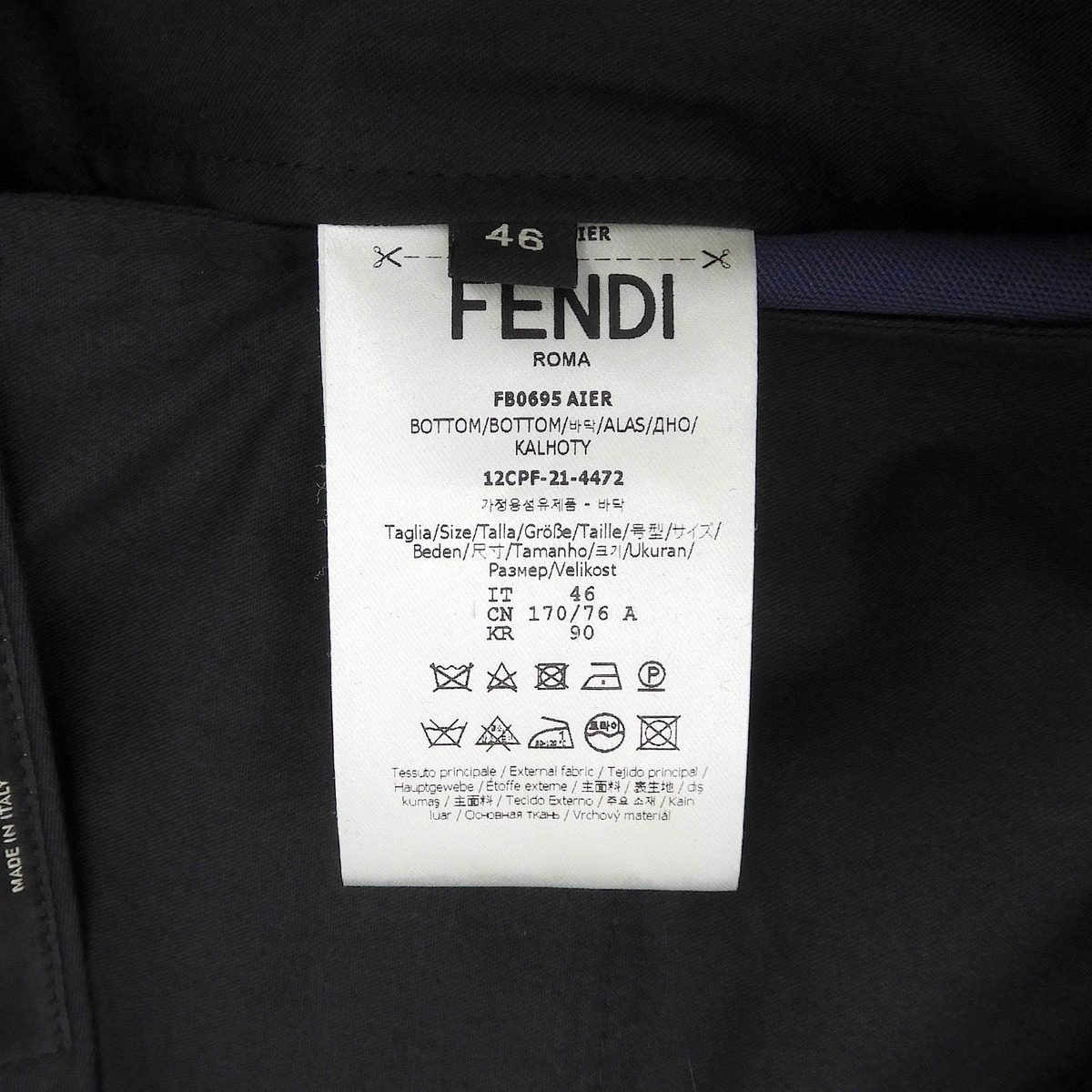 Fendi Linen Silk Blend Fflogo Zucca All Over Pattern Tucked Shorts Navy 46 — view 6