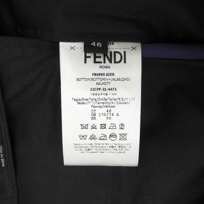 Fendi Linen Silk Blend Fflogo Zucca All Over Pattern Tucked Shorts Navy 46 — view 6