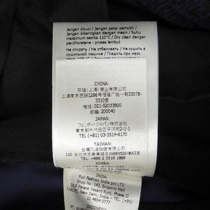 Fendi Linen Silk Blend Fflogo Zucca All Over Pattern Tucked Shorts Navy 46 — view 8