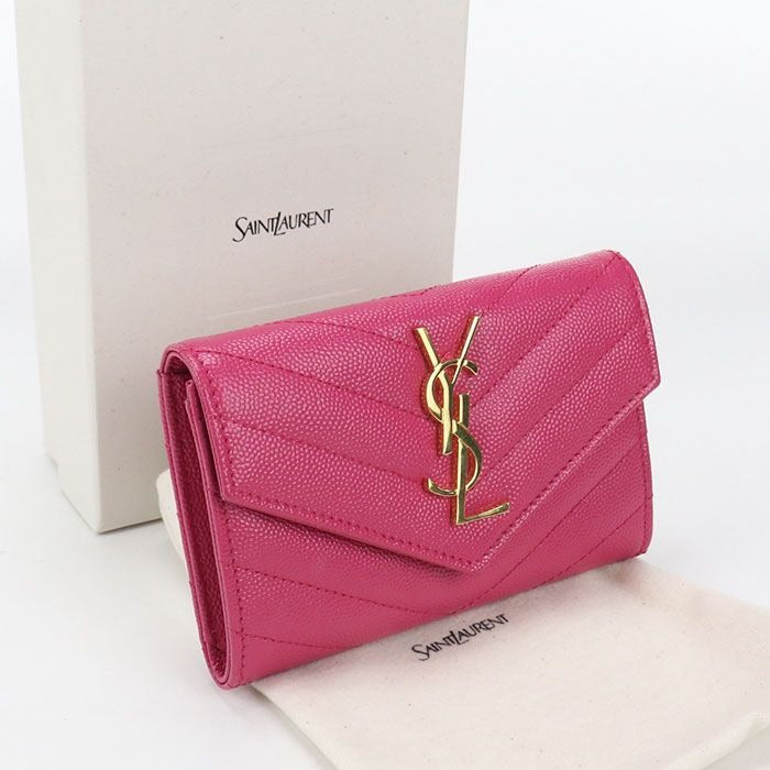 Saint Laurent Envelope Wallet Cassandra Business Card Holder Leather
