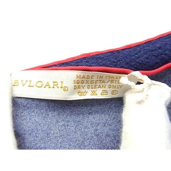 Bvlgari Silk All Over Pattern Large Scarf Shawl Navy Multicolor — view 4
