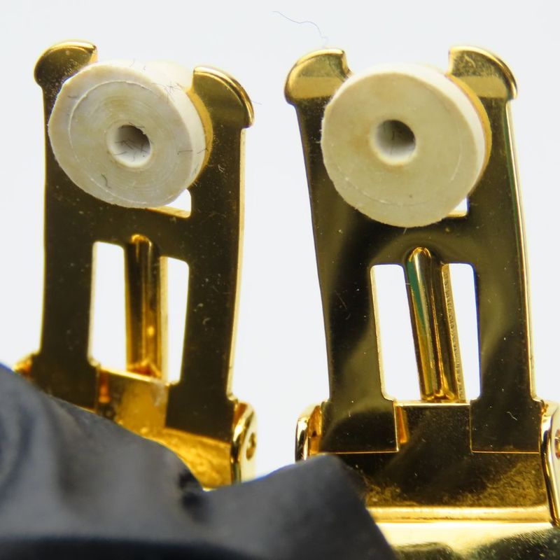 Hermes Earring Emile Metal Yellow Gold Cloisonne Flower Plated Ladies Women