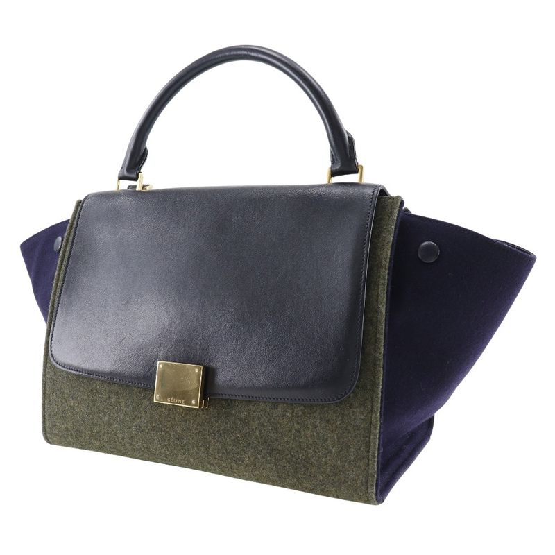 Celine Trapeze Felt And Calf Black/gray Women's Handbag