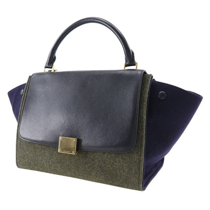 Celine Trapeze Felt And Calf Black/gray Women's Handbag
