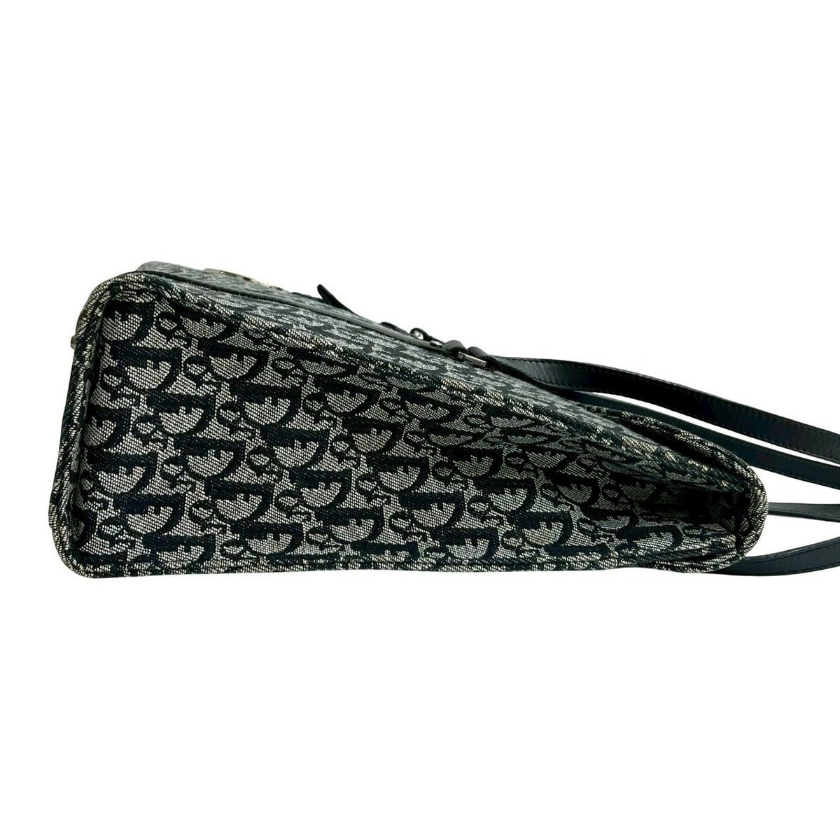 Dior Trotter Pattern Saddle Flap Canvas Leather Tote — view 6