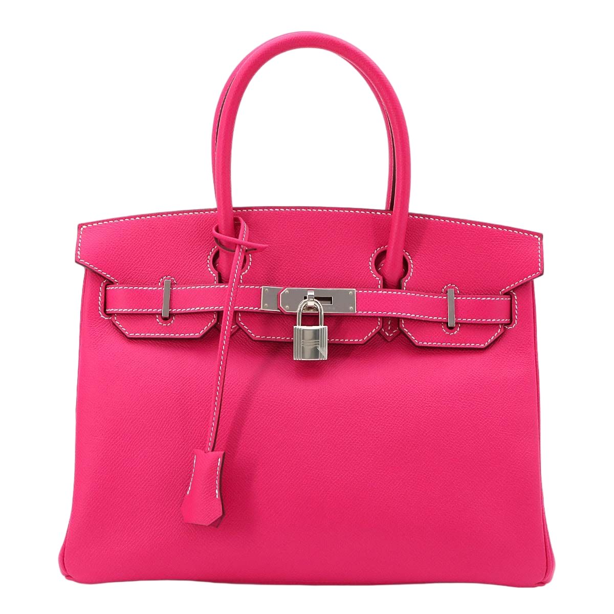 Hermes Birkin 30 Epsom Rose Tyrian Hand Bag Silver