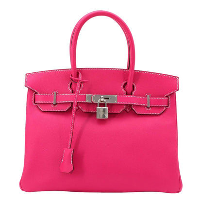 Hermes Birkin 30 Epsom Rose Tyrian Hand Bag Silver