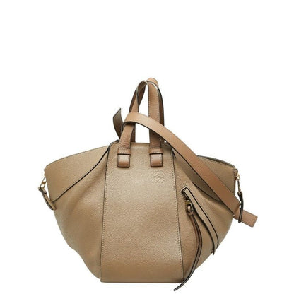 Loewe Anagram Hammock Small Shoulder Bag Drawstring 2-Way Beige Leather