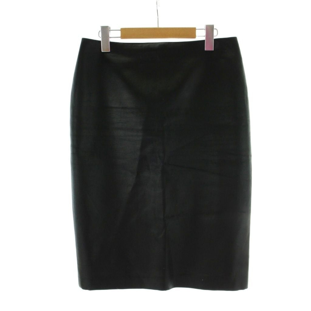 Saint Laurent Paris Satin Pencil Midi Skirt Wool Tight 38 Black
