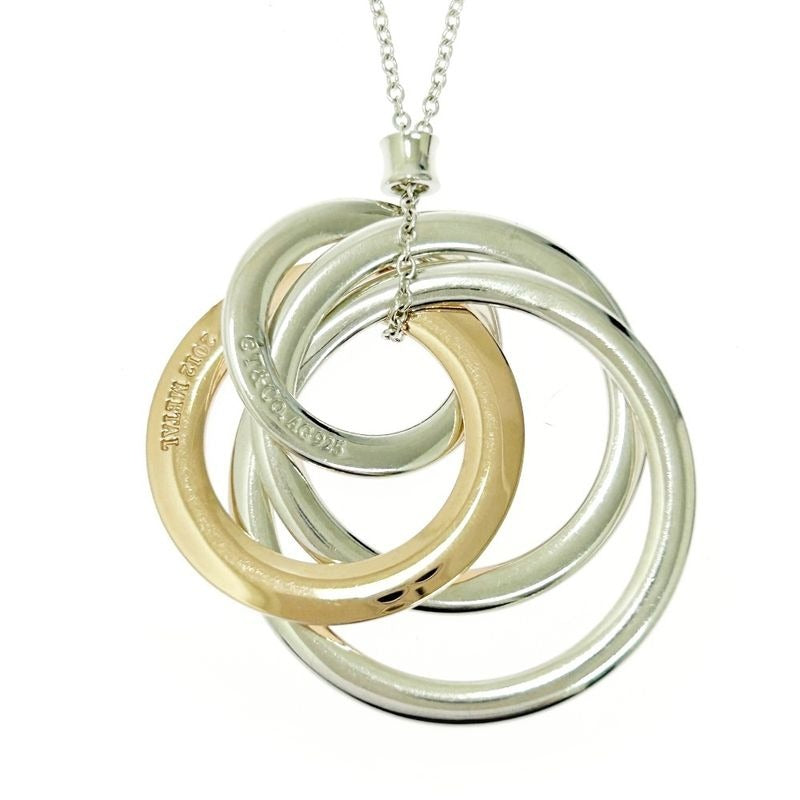 Tiffany & Co Silver 1837 Interlocking Circle 4-Ring Necklace 13.1