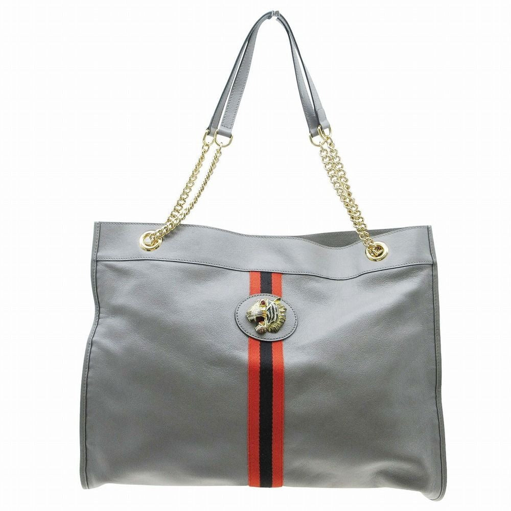 Gucci Rajah Taiga Head Chain Large Tote Gray
