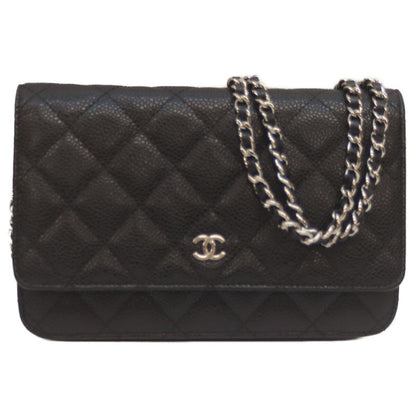 Chanel Ap0250 No 27 Black Caviar Skin Svhardware Chain Wallet With Coin Purse
