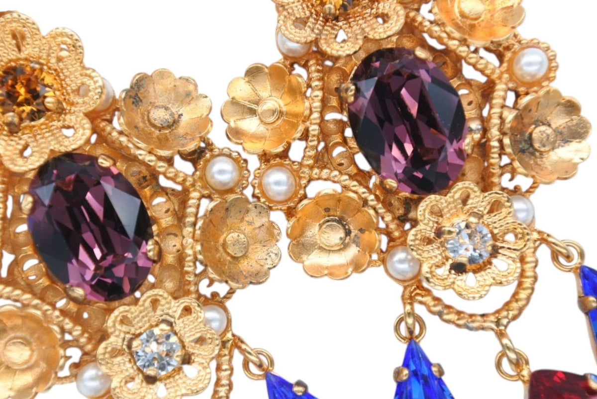 Dolce & Gabbana Earrings Brass Faux Pearl Rhinestone — view 5