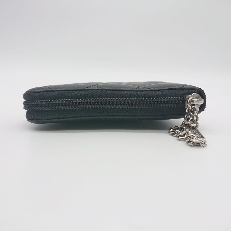 Chanel Long Wallet Organizer Cambon Line Round Zip Zipper With Seal Black/black