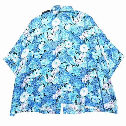Balenciaga 621885 Tilb4 100% Silk Floral Shirt Blouse Oversize D Short Sleeves