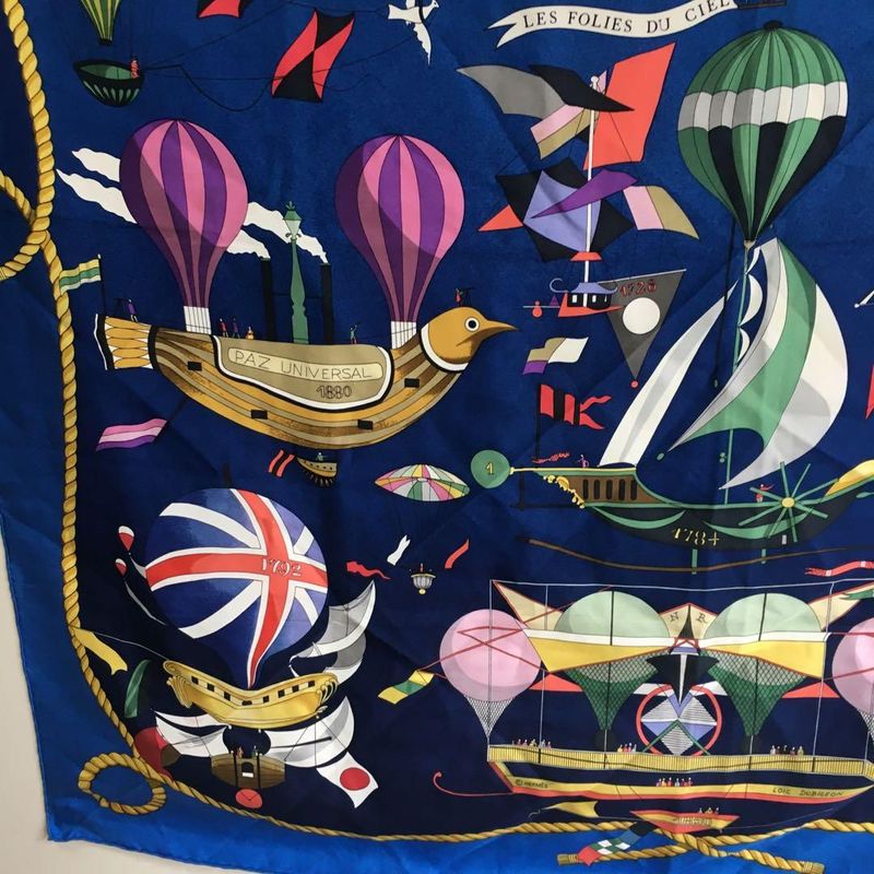 Hermes Carre Scarf Silk Sky Madness Balloon Shawl