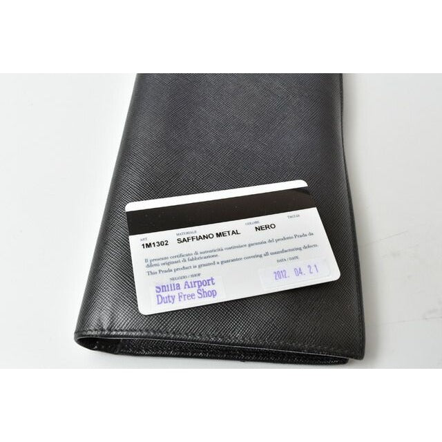 Prada Wallet Long 1 M1302 Saffiano Shape Pressed Leather Nero — view 2