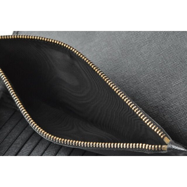 Prada Wallet Long 1 M1302 Saffiano Shape Pressed Leather Nero — view 9
