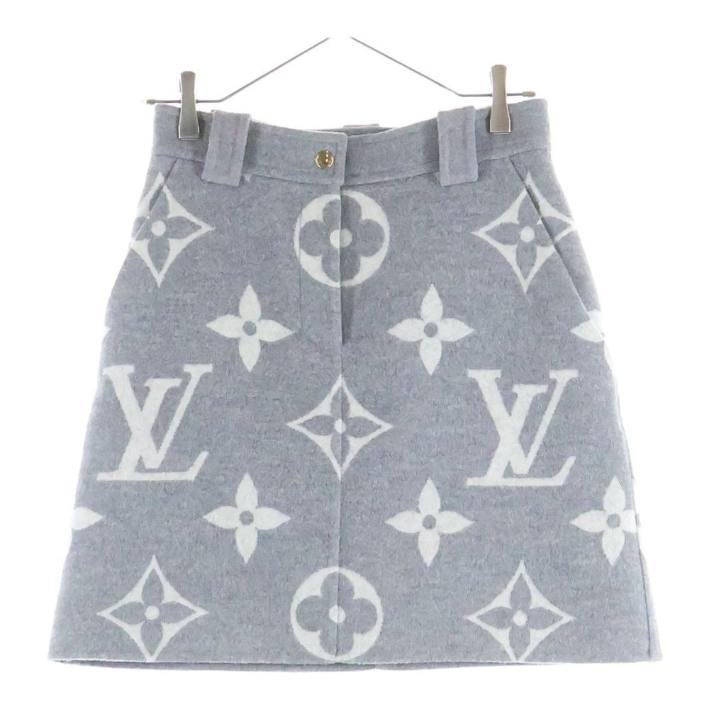 Louis Vuitton Monogram Giant Wool Skirt Gray Tuv
