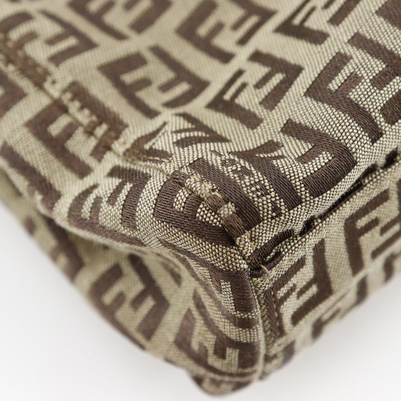 Fendi Zucchino 8bh132 Nylon Canvas Brown Women's Handbag