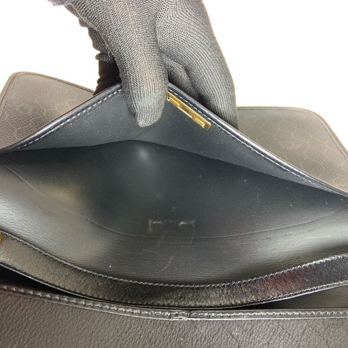 Christian Dior Christian Dior Honeycomb Pattern Chain Shoulder Bag Black