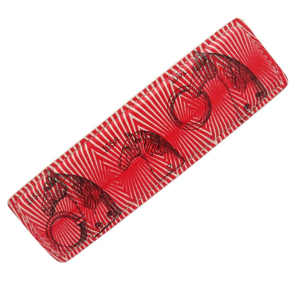 Hermes Manufacture de Boucleries Silver Leather Rouge Red Hair Clip