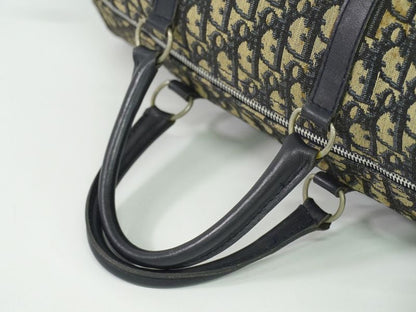 Authentic Christian DIOR Trotter Boston Bag Handbag Travel Bag Canvas Navy