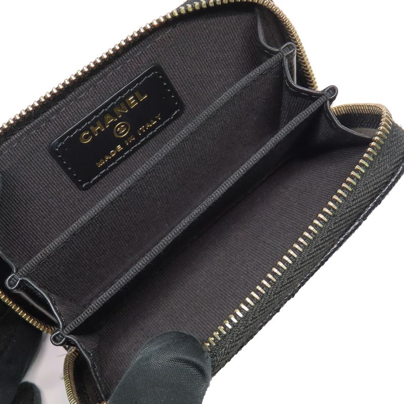 Chanel Matelasse Bijoux-zip Coin Case Black Gold Hardware Ap3607
