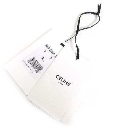 Celine 2adw6824v 100% Wool Triomphe Crew Neck Long Sleeve Knit Sweater Brownish