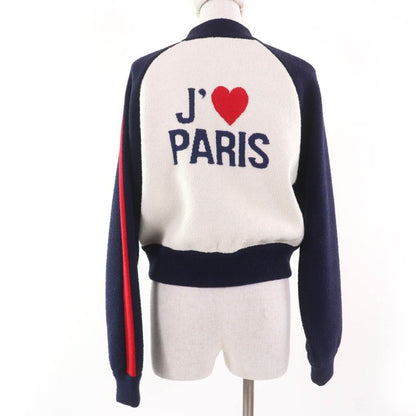 Christian DIOR 144v50am350 JA DIOR Paris Cropped Bomber Jacket Navy White 44