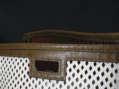 Fendi Peekaboo Defender Leather Bag Cabas White And Brown Al3023