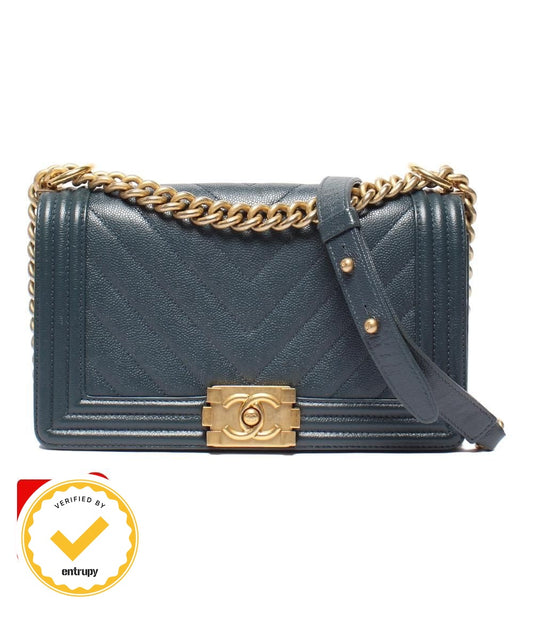 Chanel Chain Shoulder Bag 25 Gold Stitch Caviar Leather