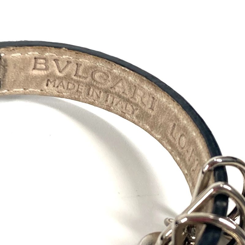 Bvlgari Bulgari Bracelet Icon Logo Charm Leather Black