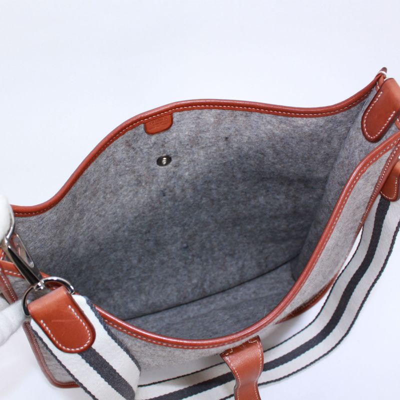 Hermes Evelyn 1 Leather And Felt Gray Shoulder Bag Silver