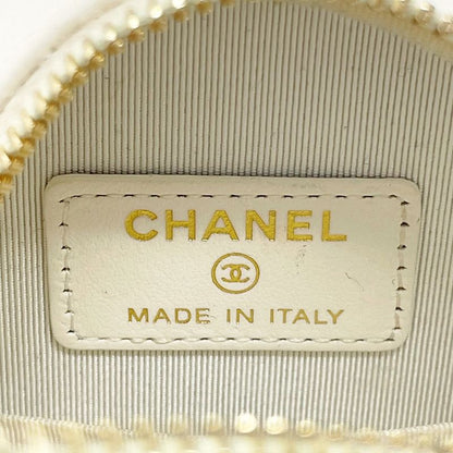 Chanel Matelasse Caviar Skin Coco Mark Round Chain Shoulder Bag White 367854