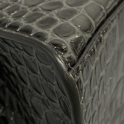 Balenciaga Handbag Hourglass Top Handle Small 593546 Dark Grey Croc Shape