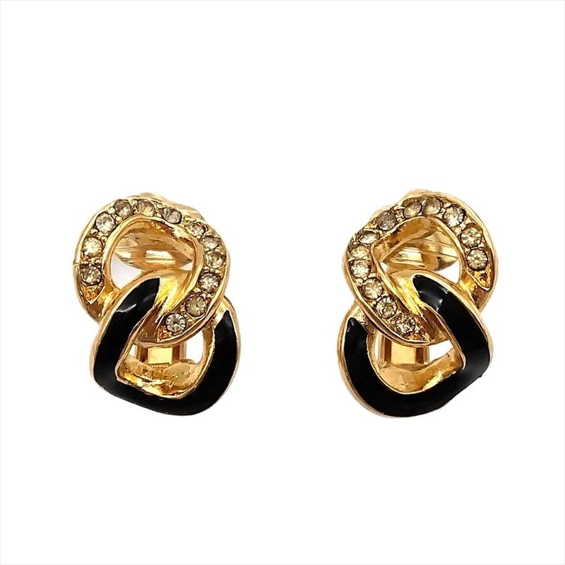 Dior Brooch Accessory Set Earrings Metal Gold Ladies