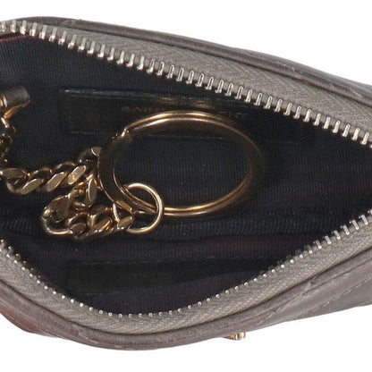 Saint Laurent Paris 438386 Leather Coin Case With YSL Logo Key Ring Ladies