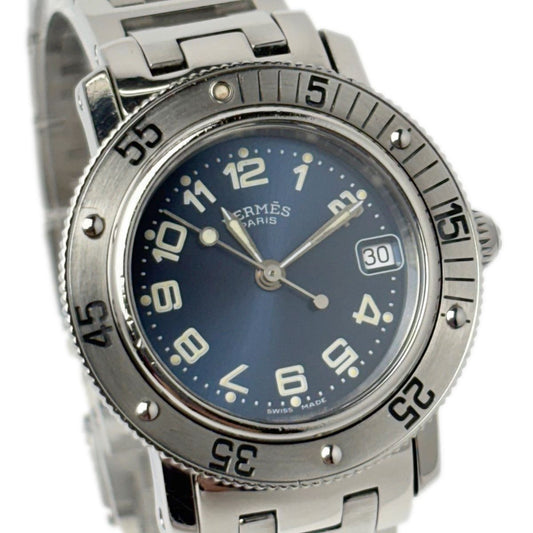 Hermes Watch Quartz Clipper Divers Navy Silver