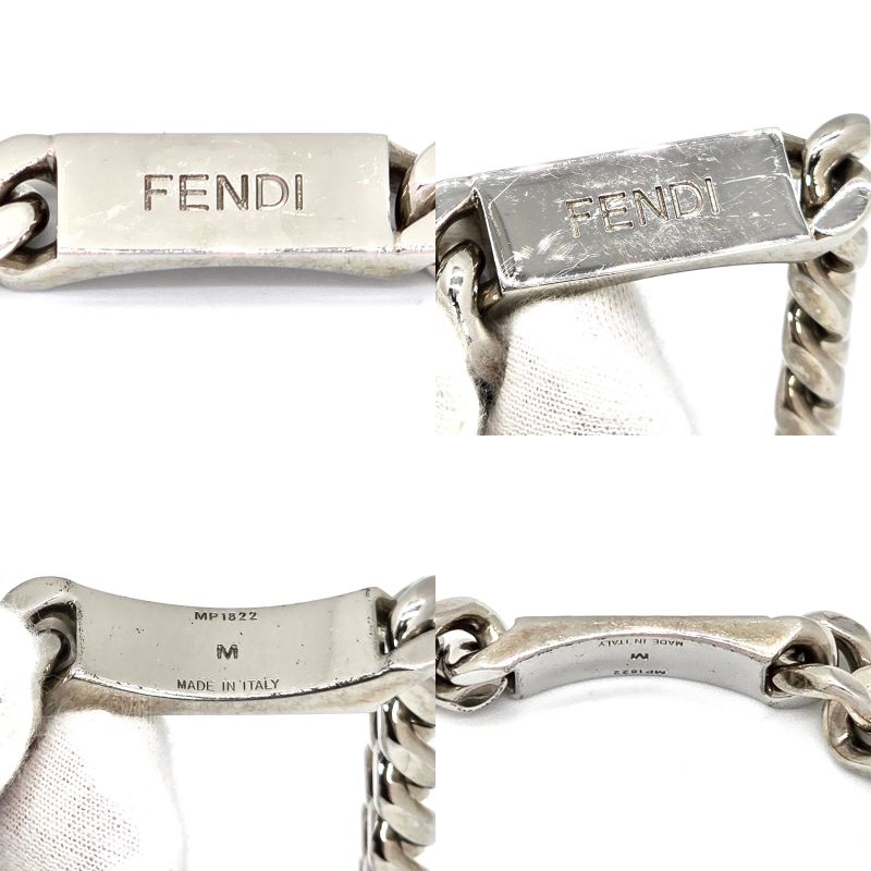 Fendi Bracelet M 205cm (807in) Long Chain Link Plate Fendi Leta Ring Palladium
