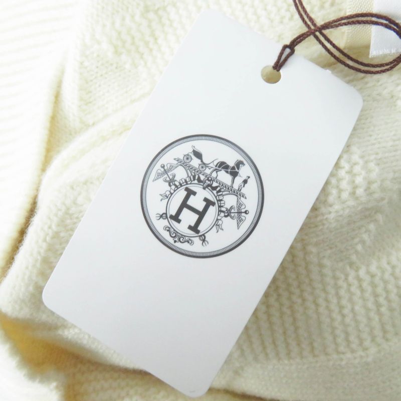 Hermes 23AW 3h2617d4 Wool H Motif Crewneck Long Sleeve Knit Pullover Ivory 34