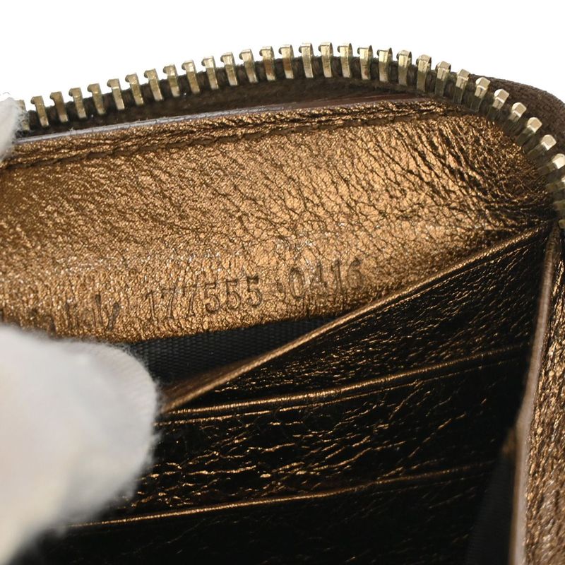 YVES Saint Laurent Long Wallet Round Zipper YSL Bronze Leather 07bs176